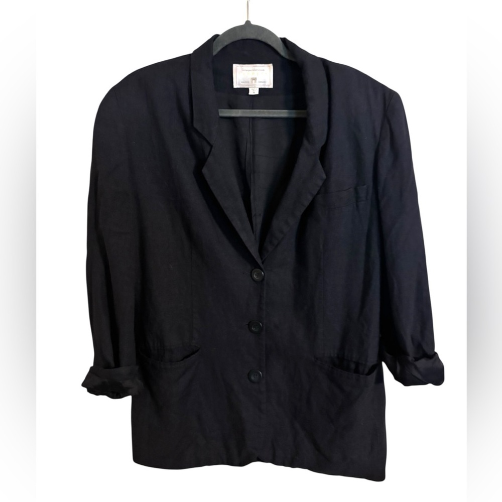 Vintage Express 90s Three Button Linen Blend Blazer‎ Medium